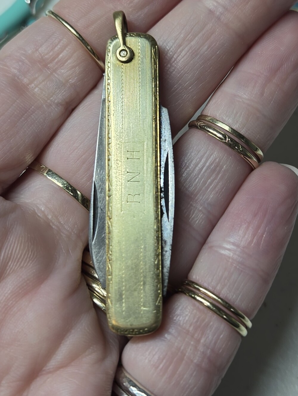 Vintage Gold Filled Folding Pocket Knife with Monogram